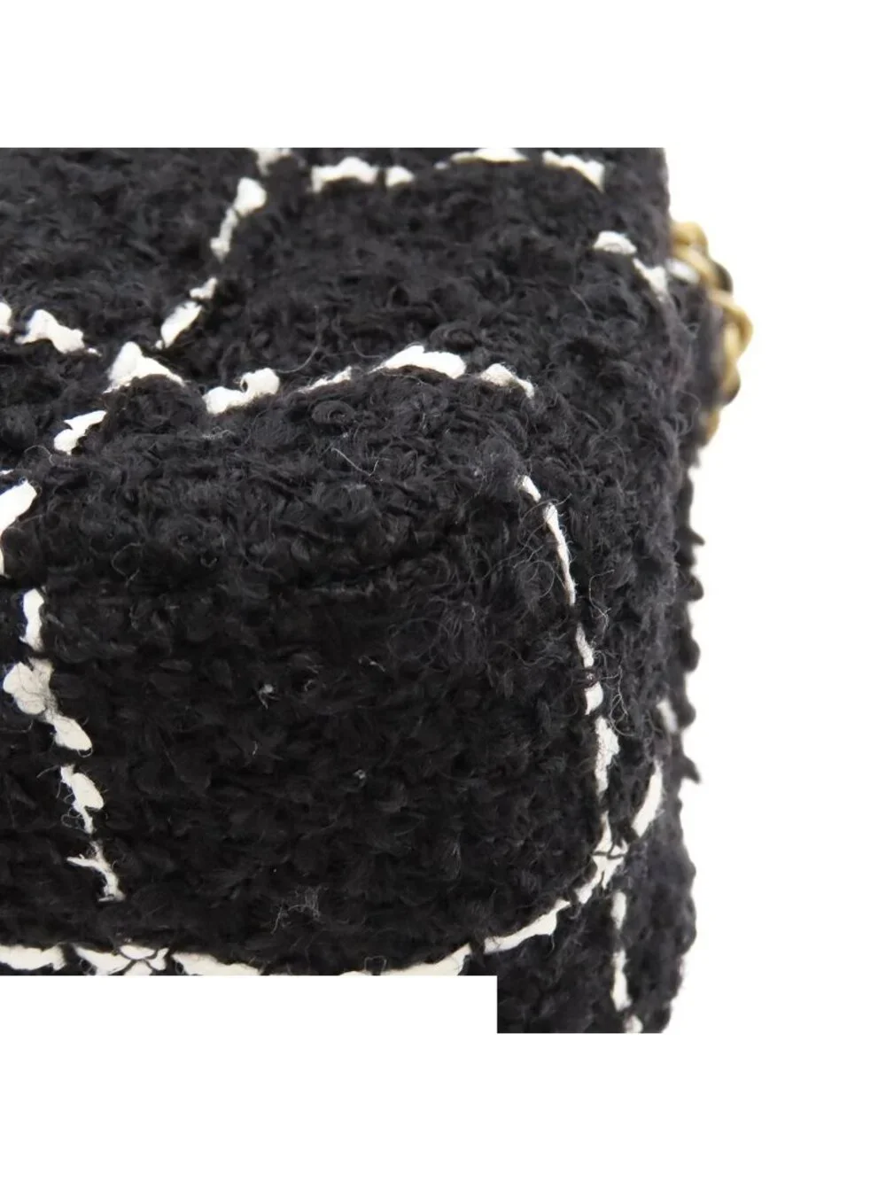Chanel Chain Shoulder Bag Quilted 20 Coco Ball Black Gold Tweed Leather